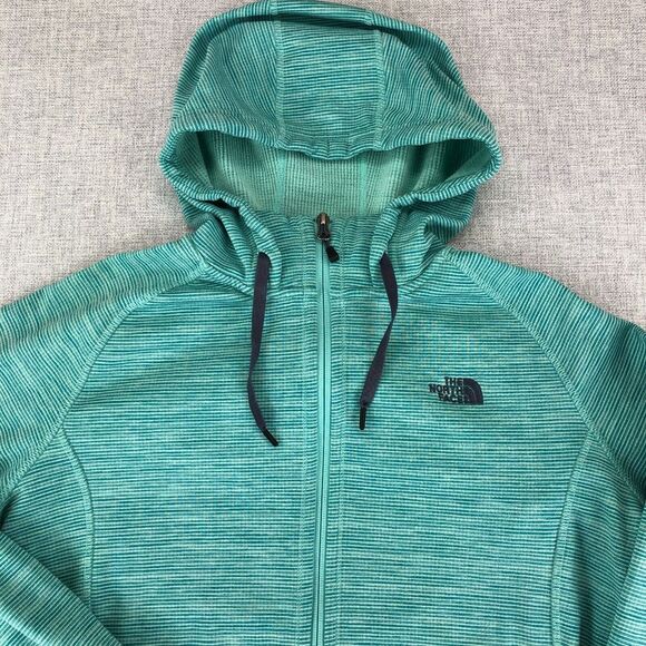 The North Face Mezzaluna Full Zip Hoodie Fleece Jacket Women's Large Mint Green - Picture 3 of 12